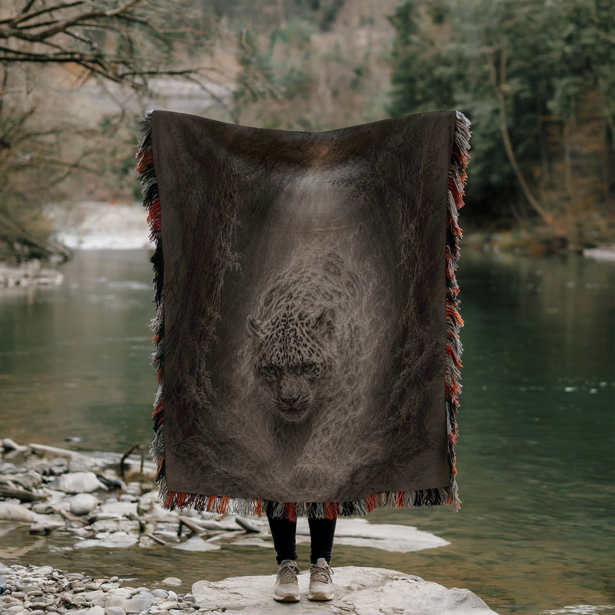 Moonlit Leopard Woven Throw Blanket