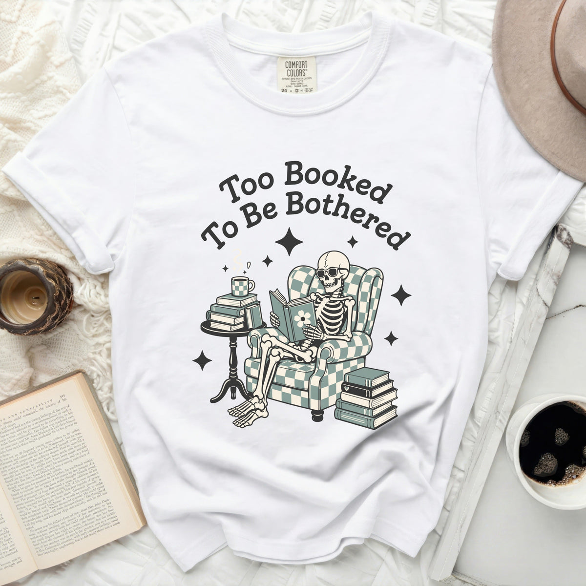 Too Booked Skeleton Tee