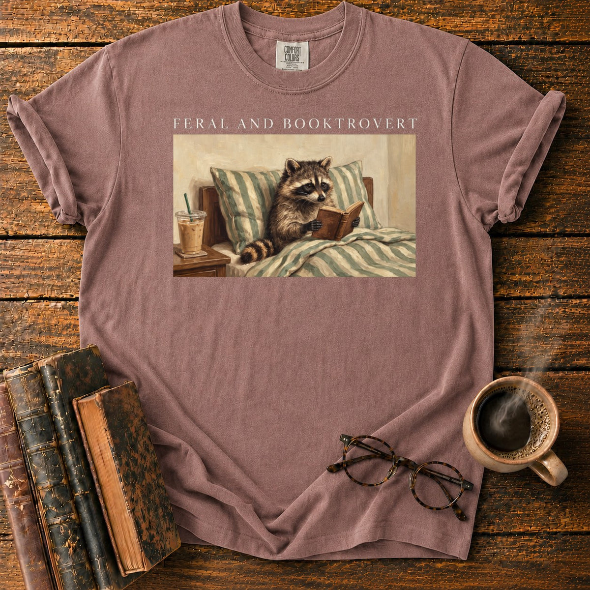 Feral And Booktrovert Raccoon T-Shirt in Espresso – BooksThreads