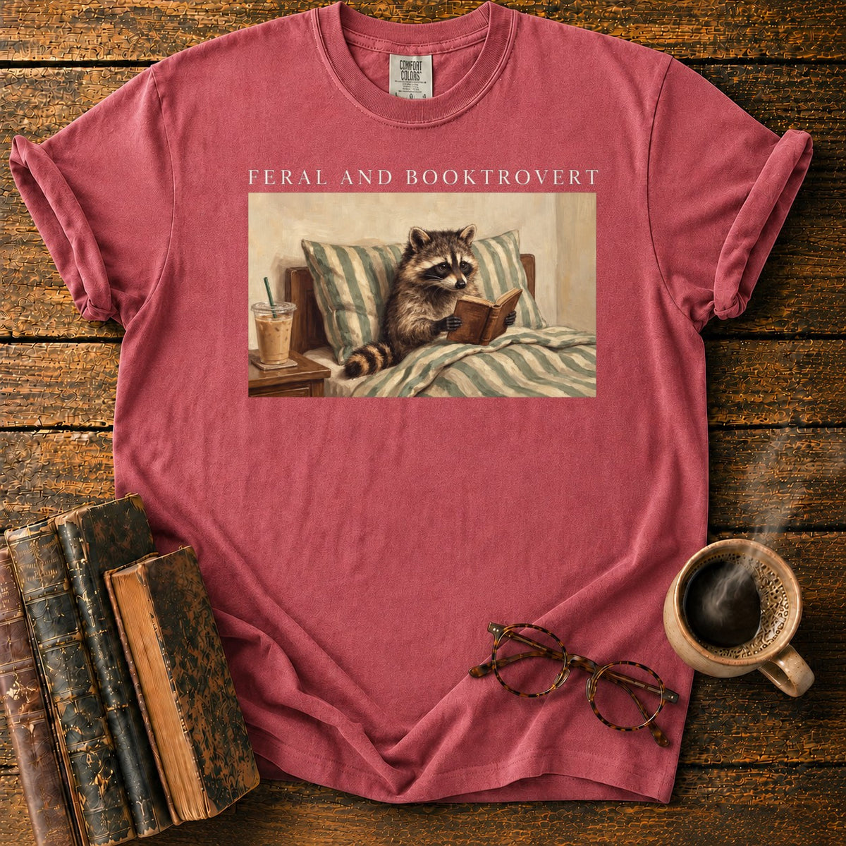 Feral And Booktrovert Raccoon T-Shirt in Watermelon – BooksThreads
