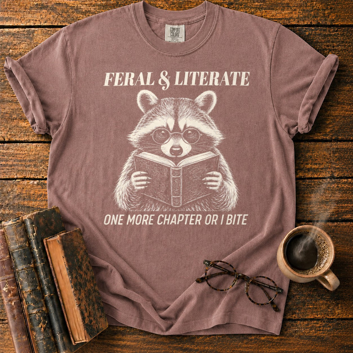 Feral And Literate Raccoon T-Shirt in Espresso – BooksThreads