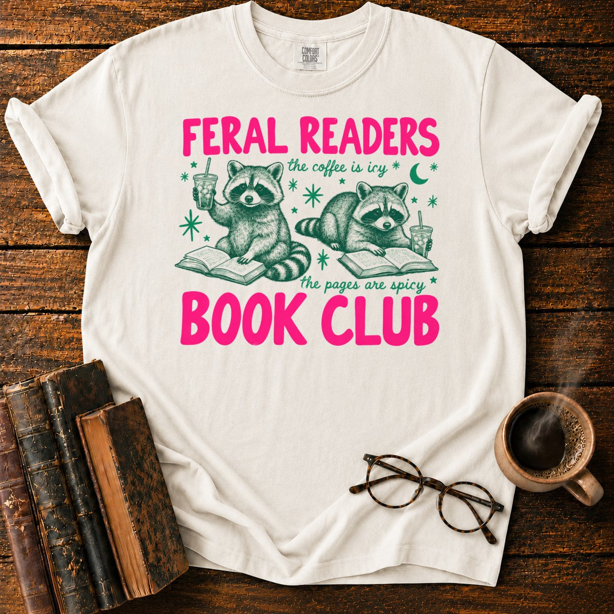 Feral Readers Book Club Raccoon T-Shirt in White – BooksThreads