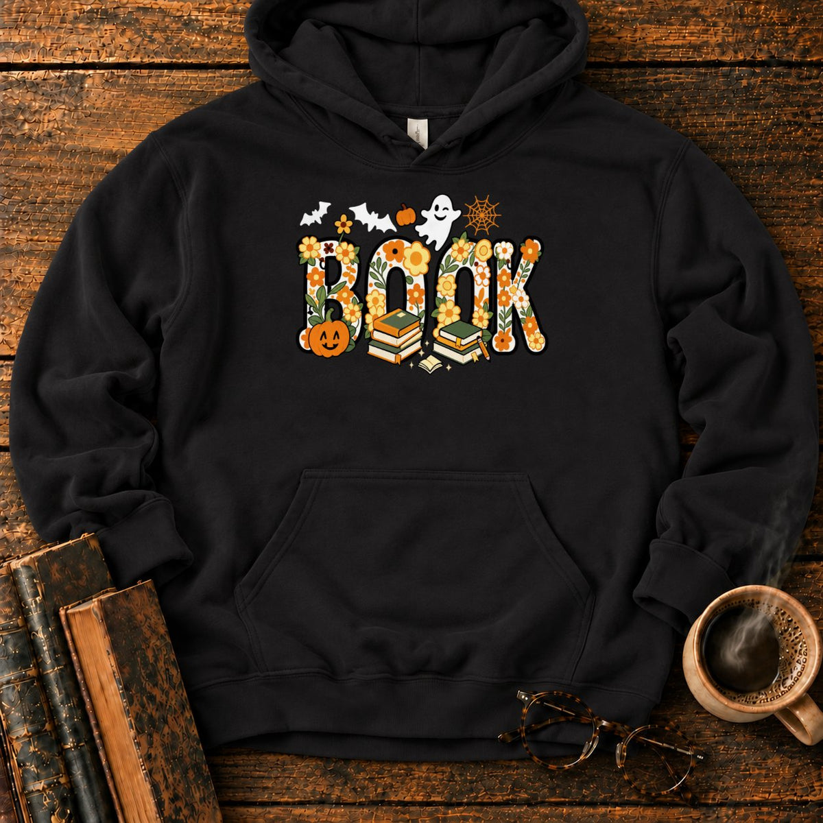 Floral Book Halloween Hoodie in Black – BooksThreads