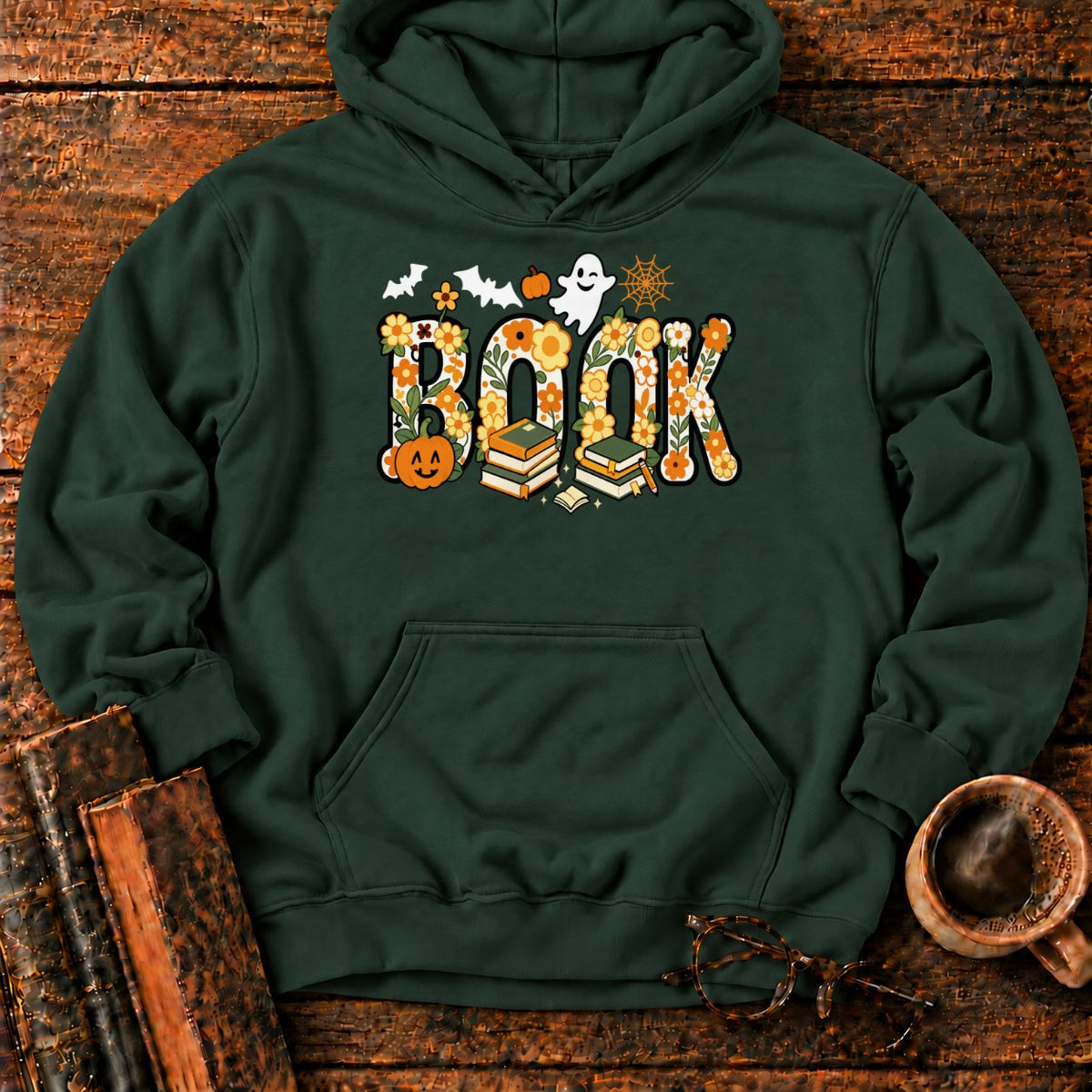 Floral Book Halloween Hoodie in Forest Green – BooksThreads