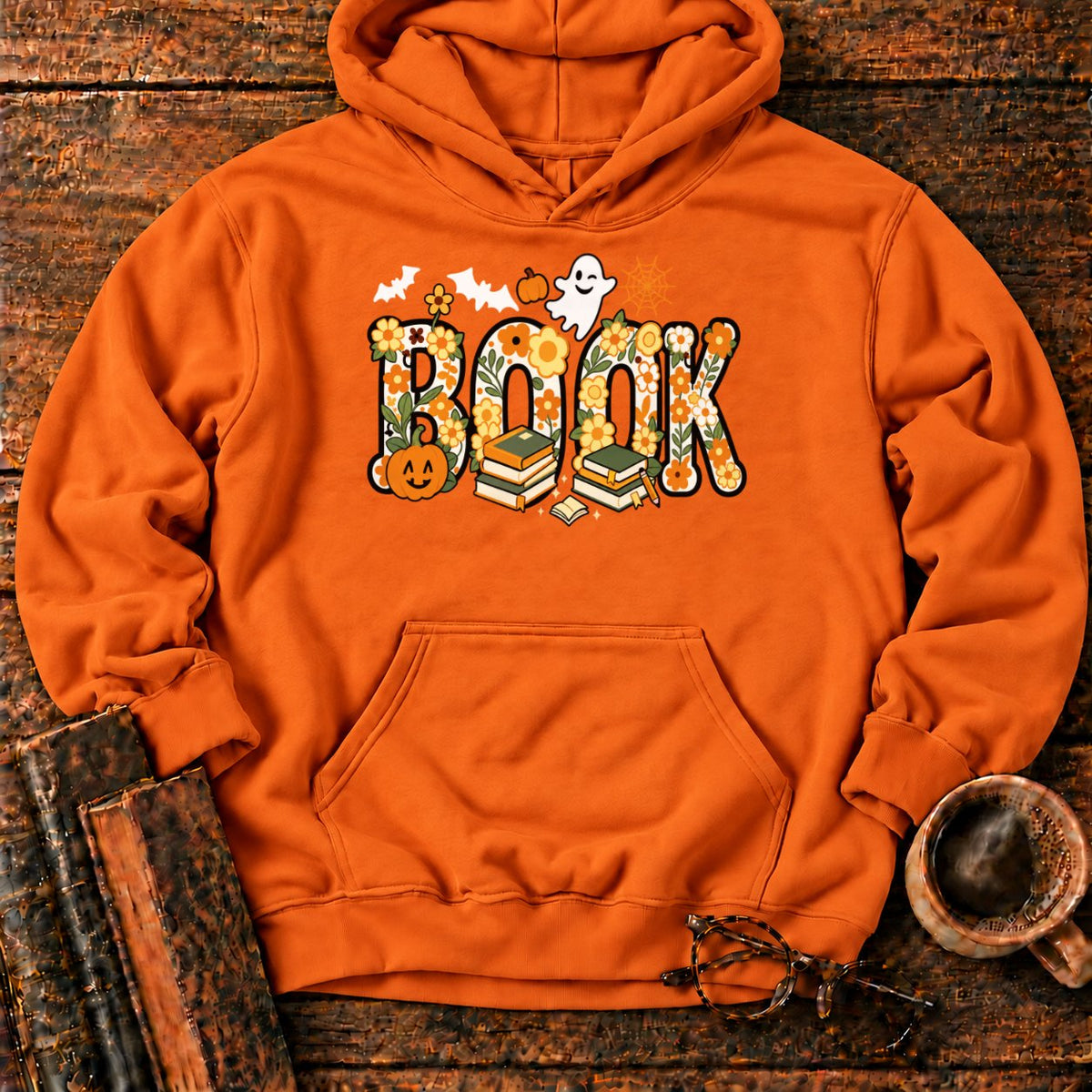 Floral Book Halloween Hoodie in Orange – BooksThreads