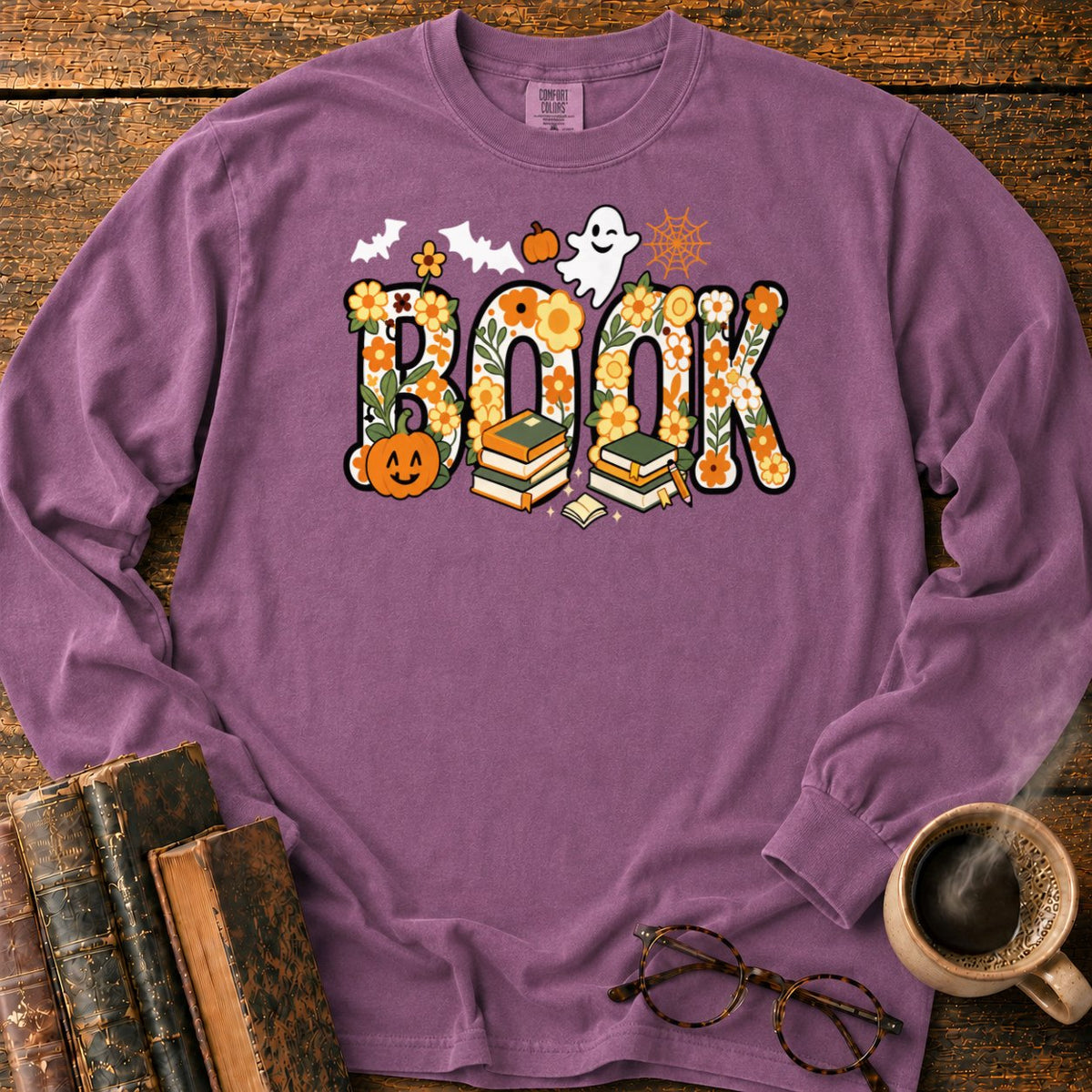Floral Book Halloween LS T-Shirt in Berry – BooksThreads