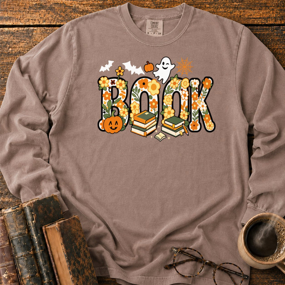 Floral Book Halloween LS T-Shirt in Espresso – BooksThreads