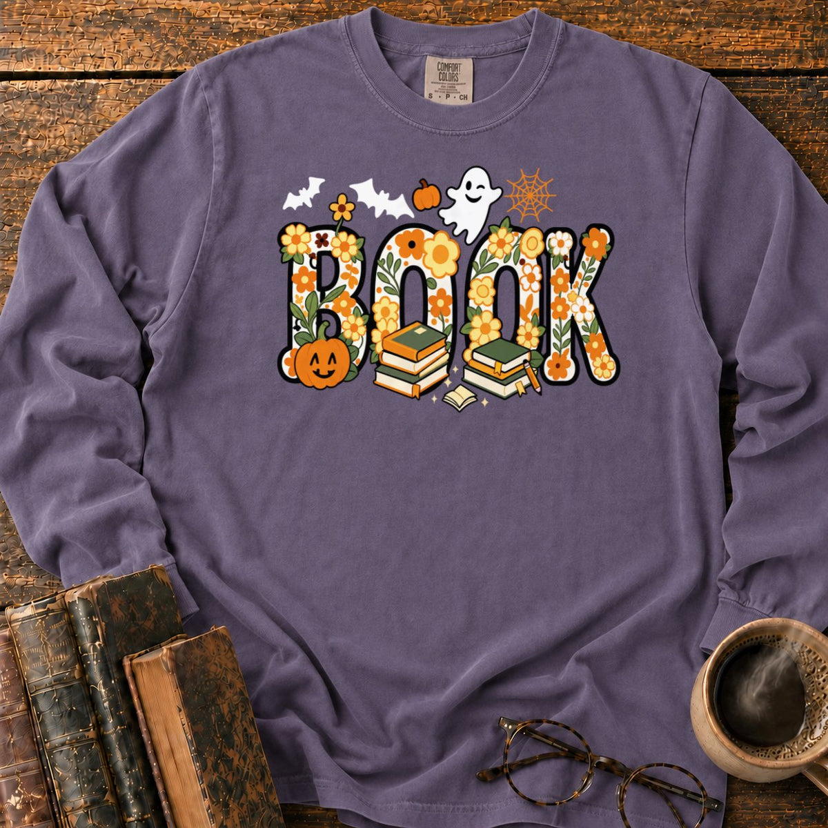 Floral Book Halloween LS T-Shirt in Grape – BooksThreads