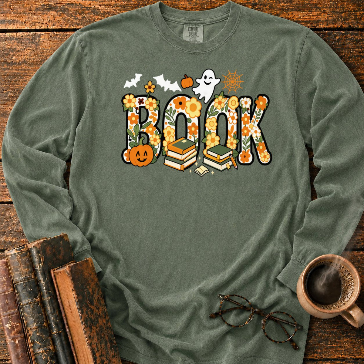 Floral Book Halloween LS T-Shirt in Hemp – BooksThreads