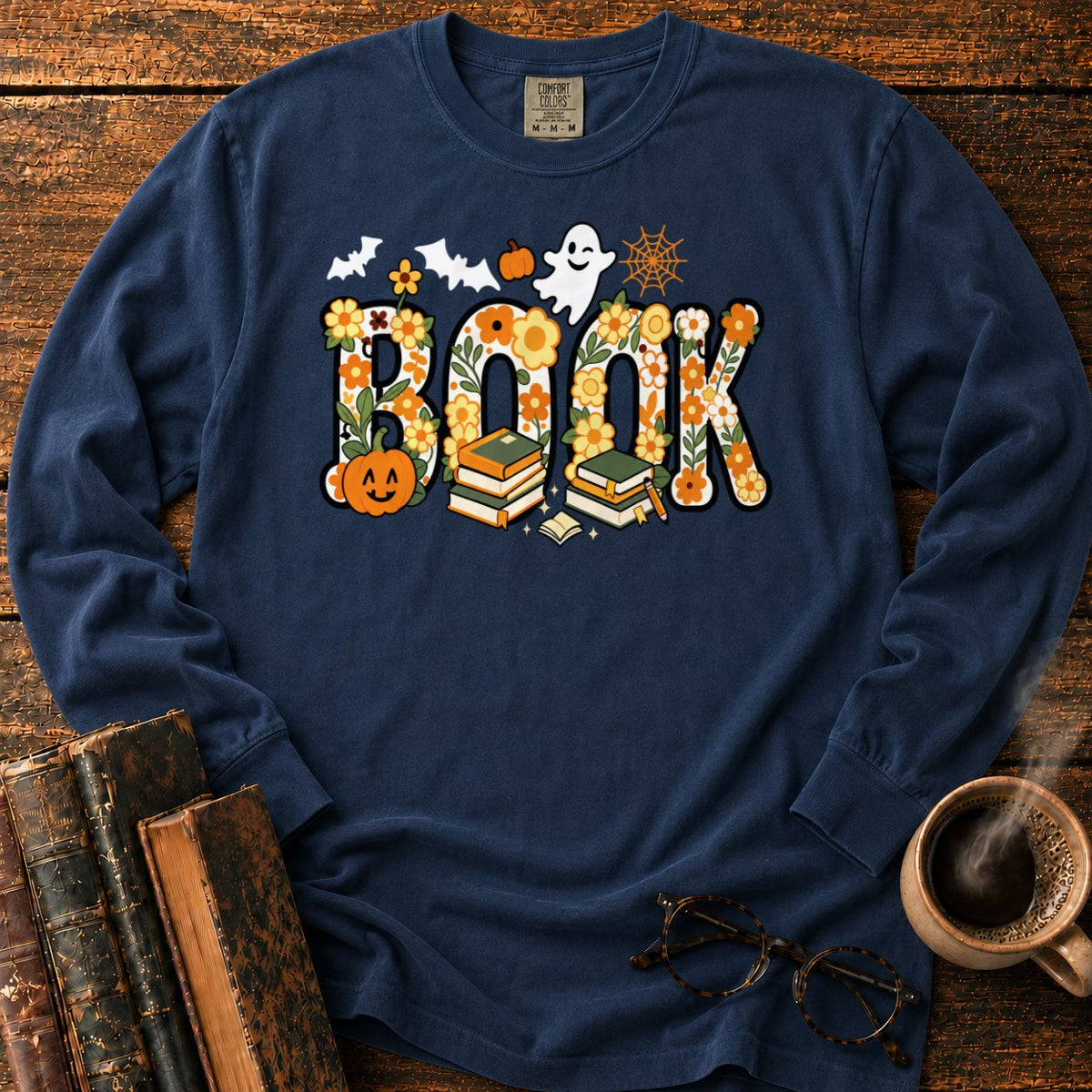 Floral Book Halloween LS T-Shirt in Midnight – BooksThreads