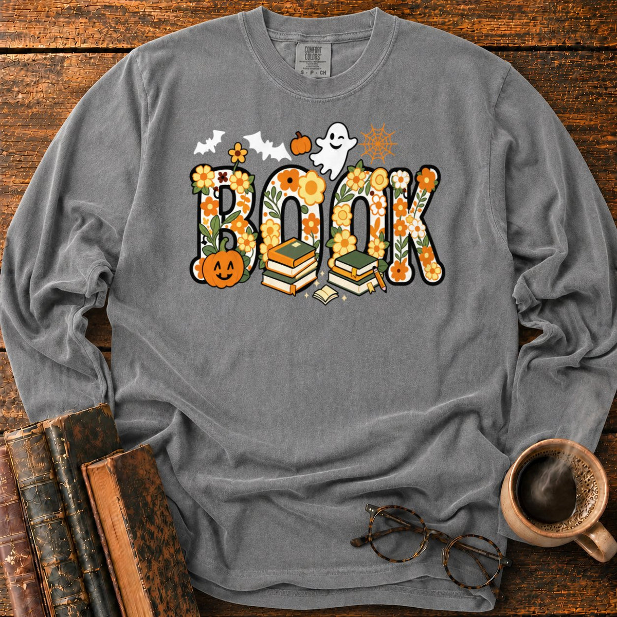 Floral Book Halloween LS T-Shirt in Pepper – BooksThreads