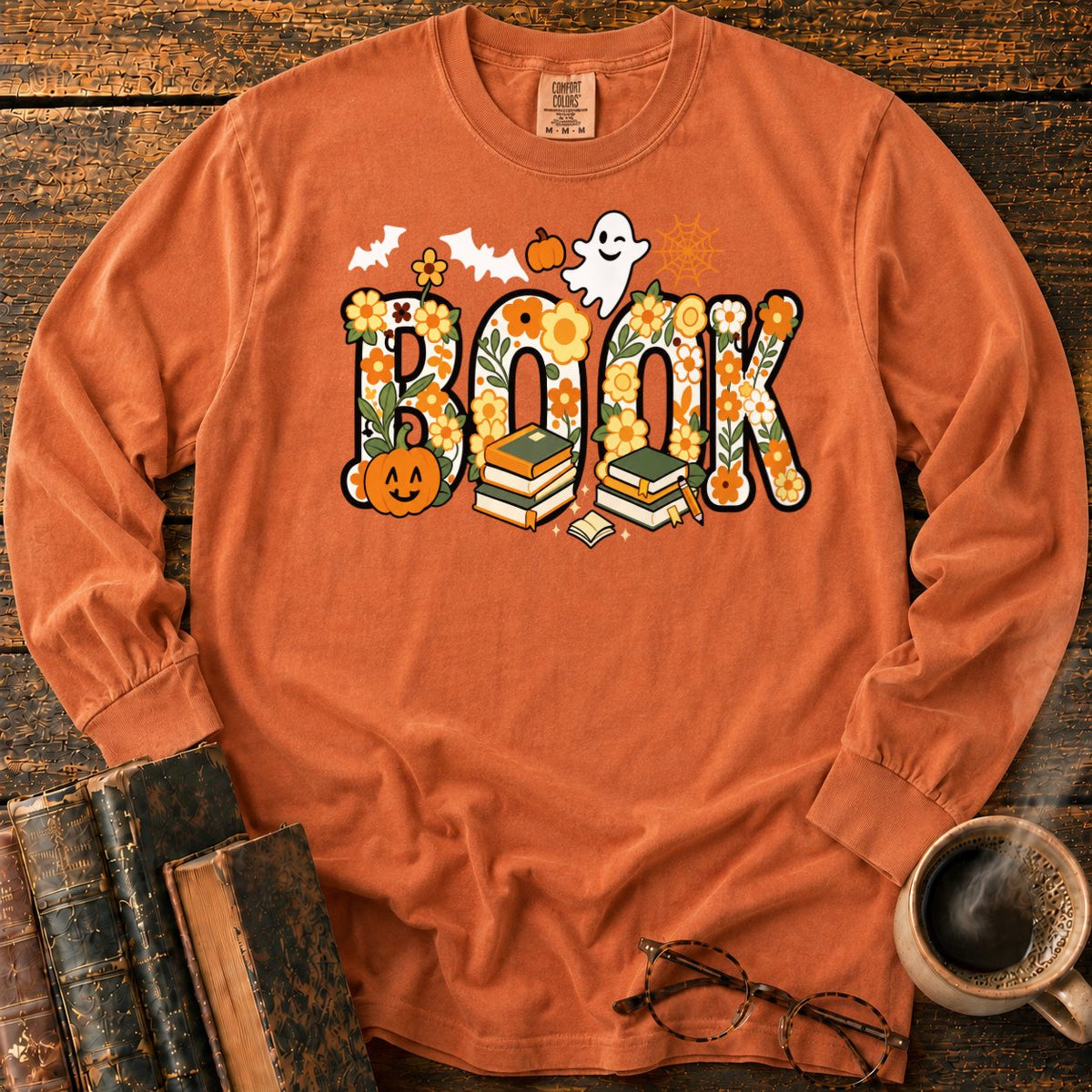 Floral Book Halloween LS T-Shirt in Yam – BooksThreads