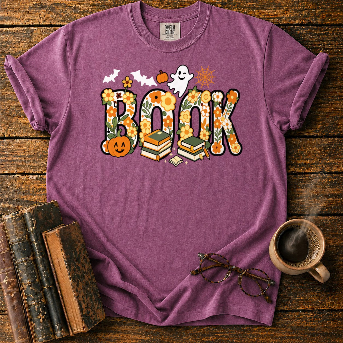 Floral Book Halloween T-Shirt in Berry – BooksThreads