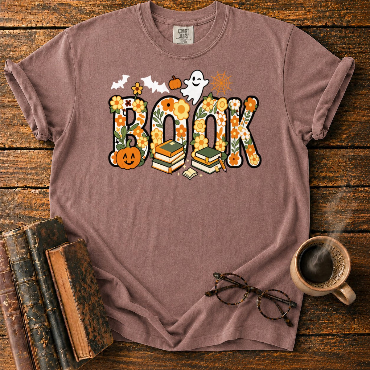 Floral Book Halloween T-Shirt in Espresso – BooksThreads