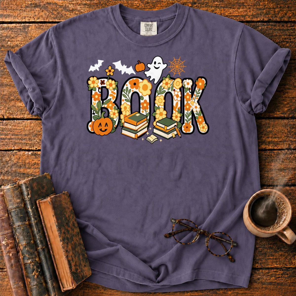 Floral Book Halloween T-Shirt in Grape – BooksThreads