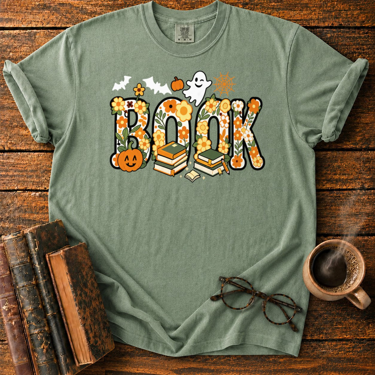 Floral Book Halloween T-Shirt in Moss – BooksThreads