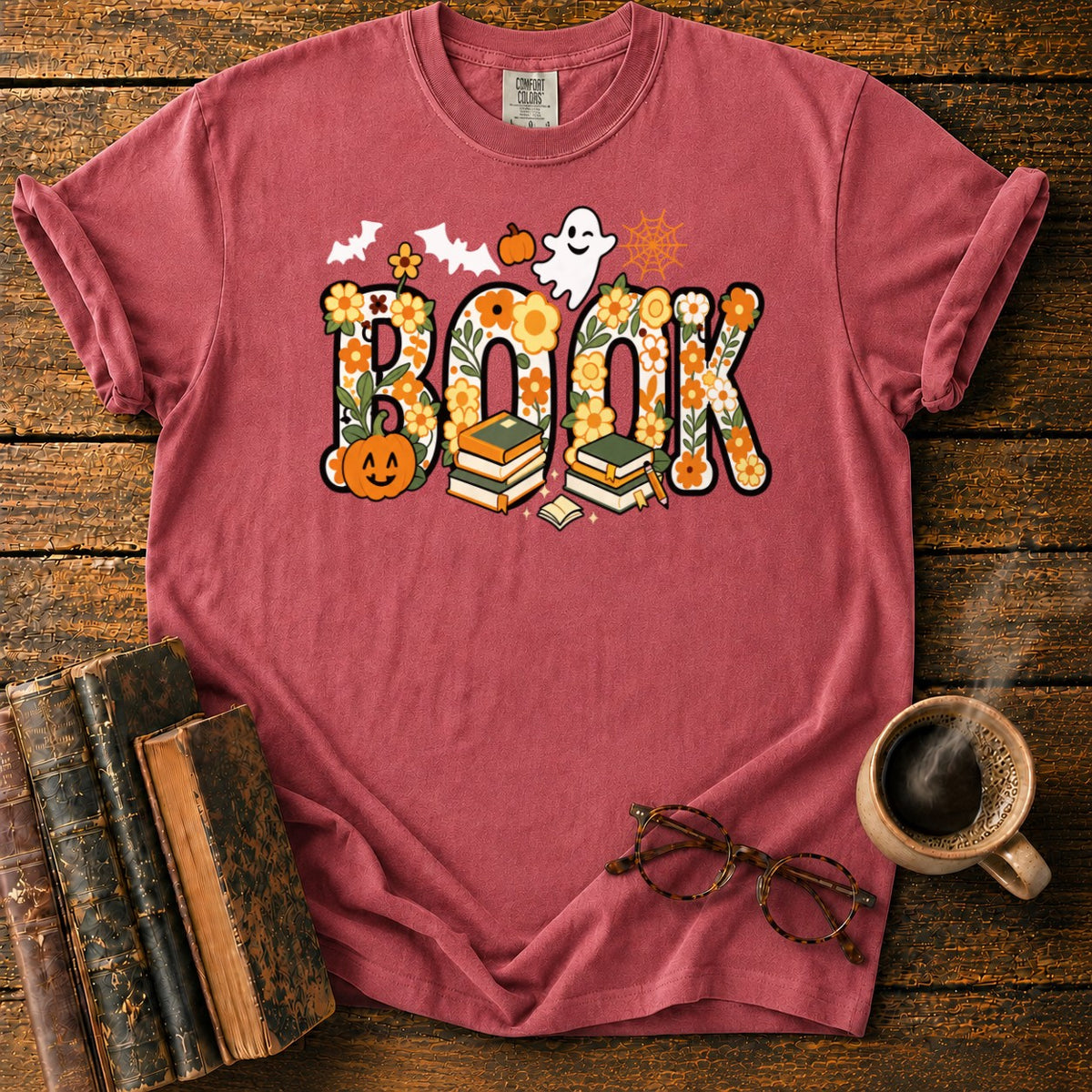 Floral Book Halloween T-Shirt in Watermelon – BooksThreads