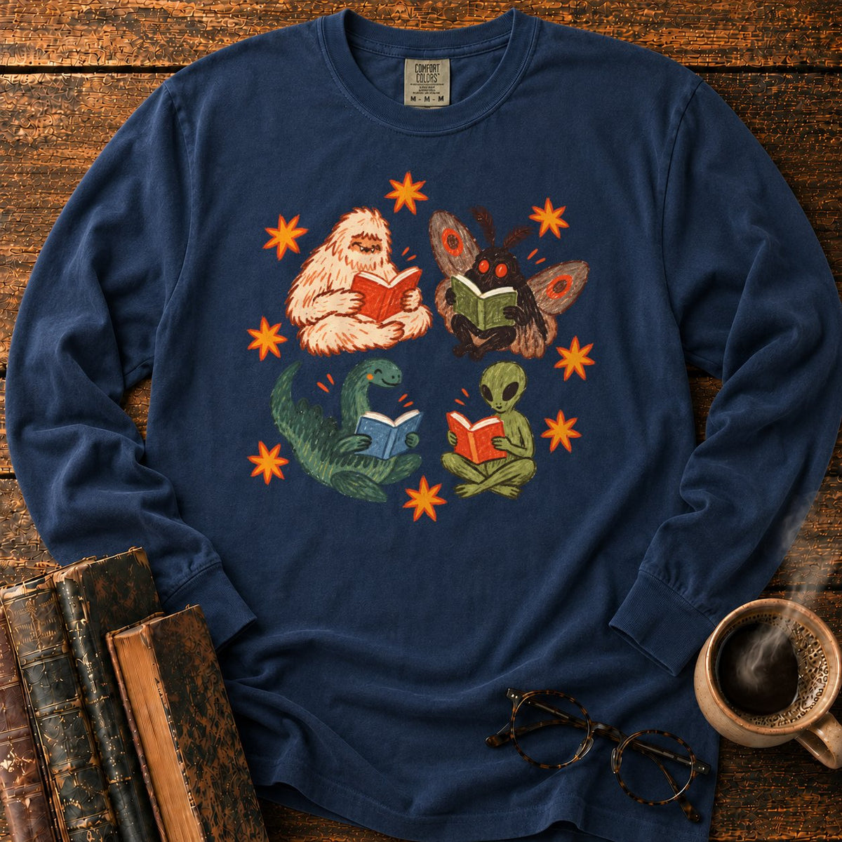 Four Cryptids Reading LS T-Shirt in Midnight – BooksThreads