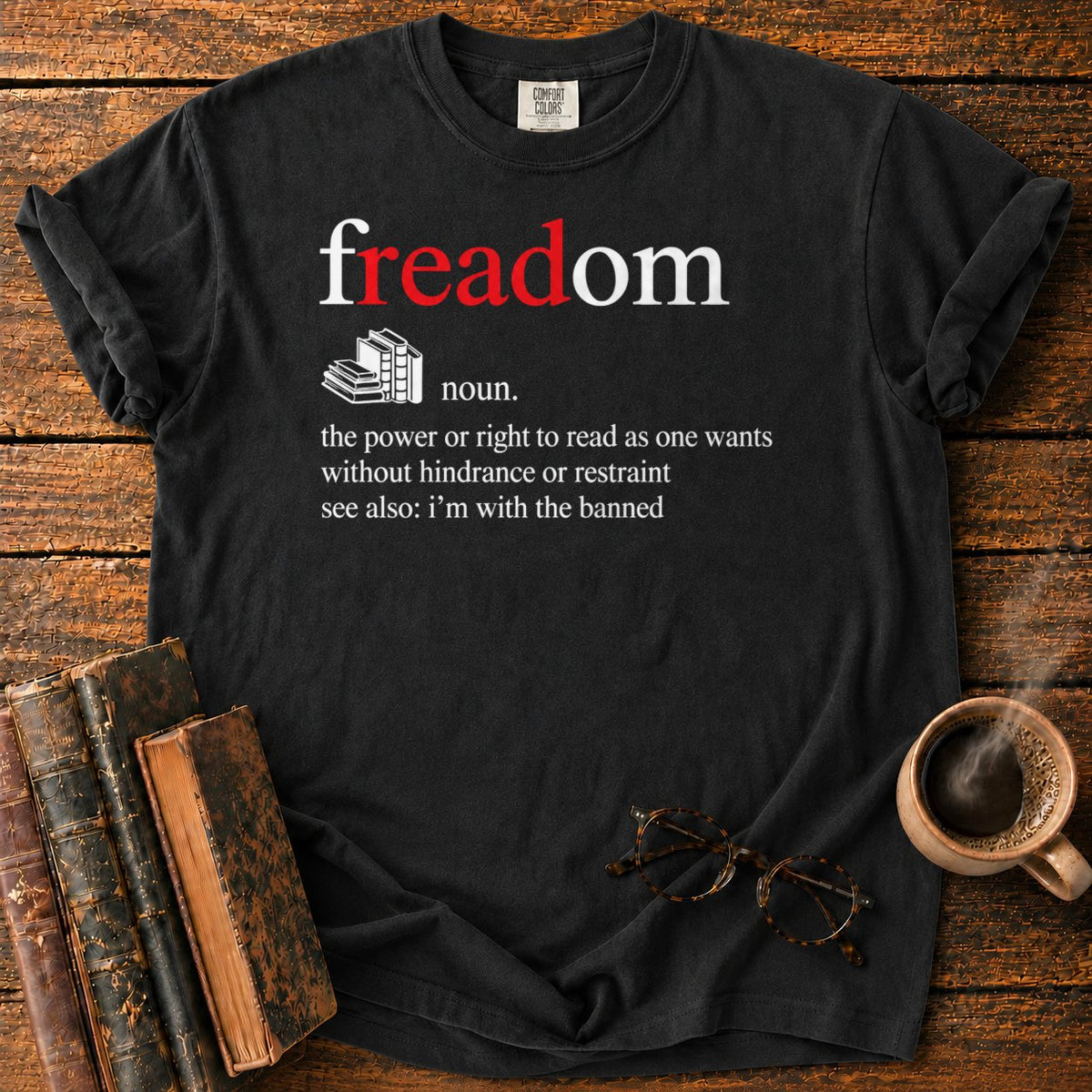 Freadom Book Typography T-Shirt in Black – BooksThreads