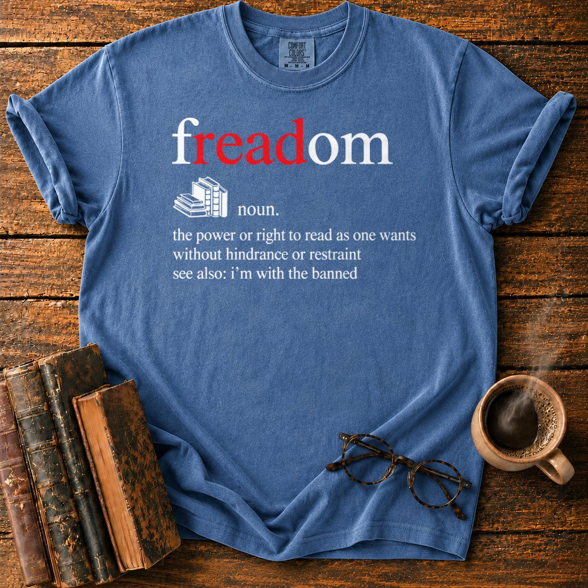 Freadom Book Typography T-Shirt in Denim – BooksThreads