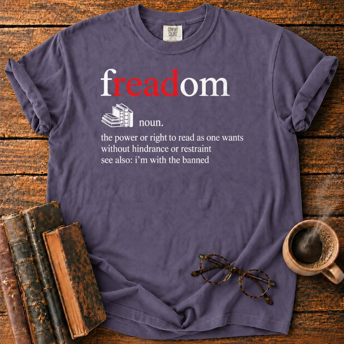 Freadom Book Typography T-Shirt in Grape – BooksThreads