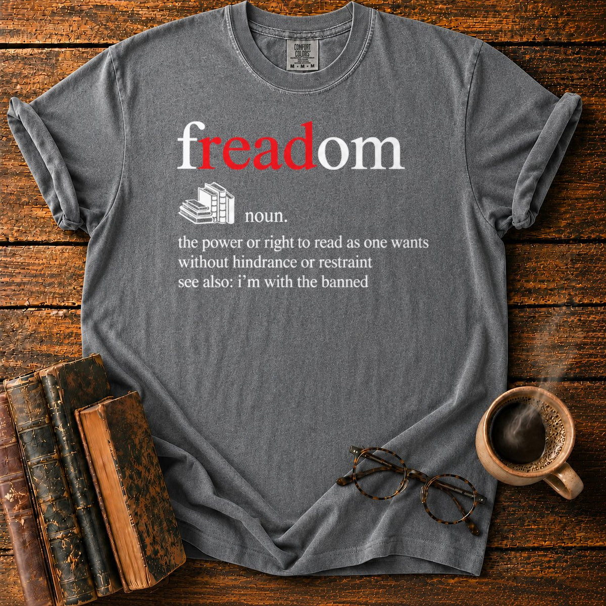 Freadom Book Typography T-Shirt in Pepper – BooksThreads