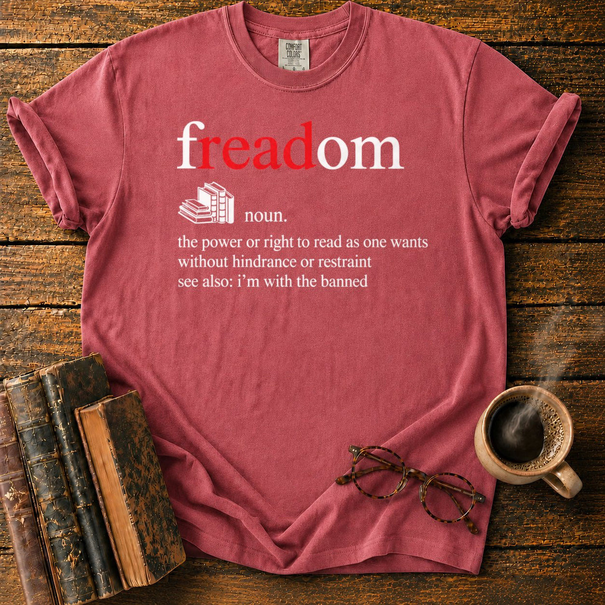 Freadom Book Typography T-Shirt in Watermelon – BooksThreads