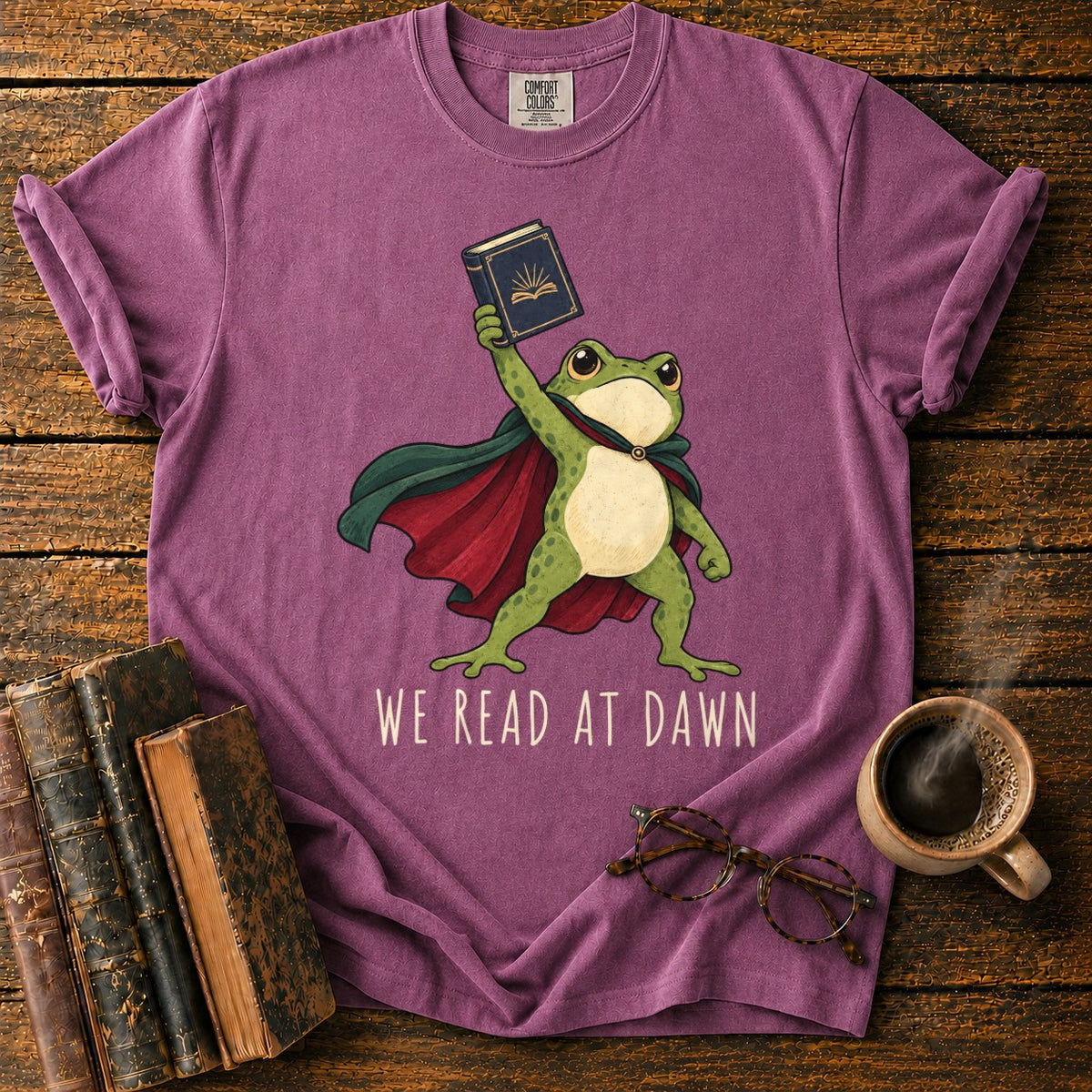 Frog Hero We Read At Dawn T-Shirt in Berry – BooksThreads