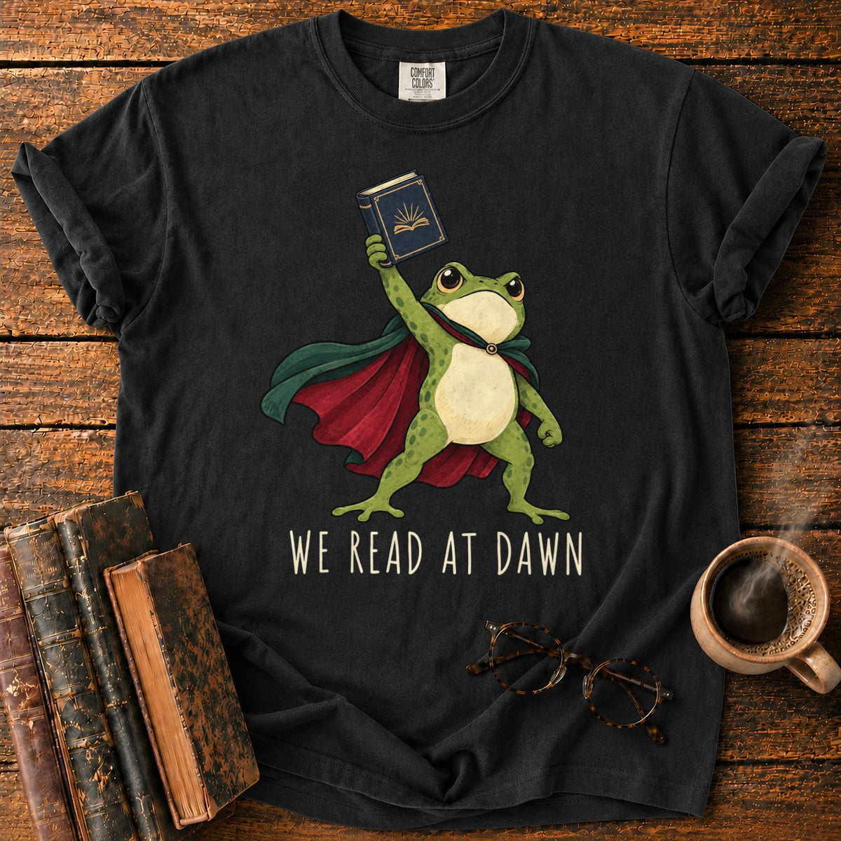 Frog Hero We Read At Dawn T-Shirt in Black – BooksThreads