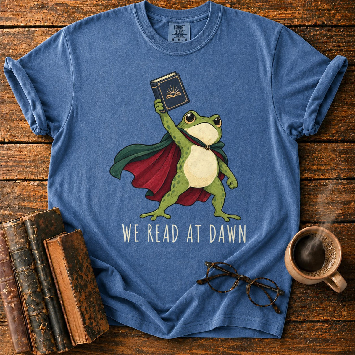Frog Hero We Read At Dawn T-Shirt in Denim – BooksThreads