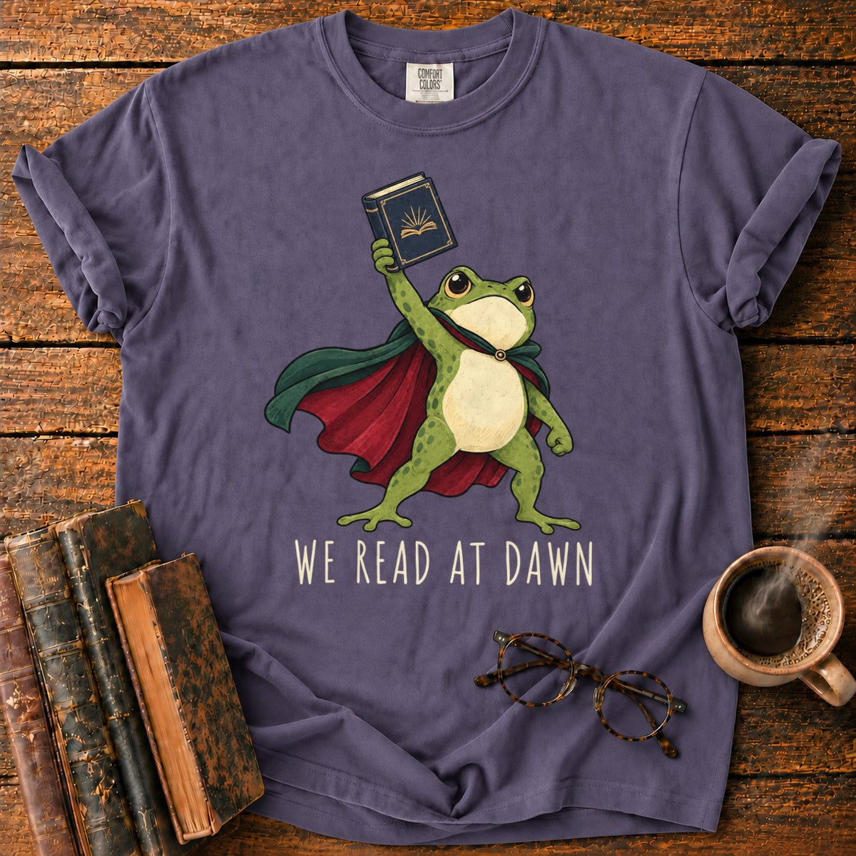 Frog Hero We Read At Dawn T-Shirt in Grape – BooksThreads
