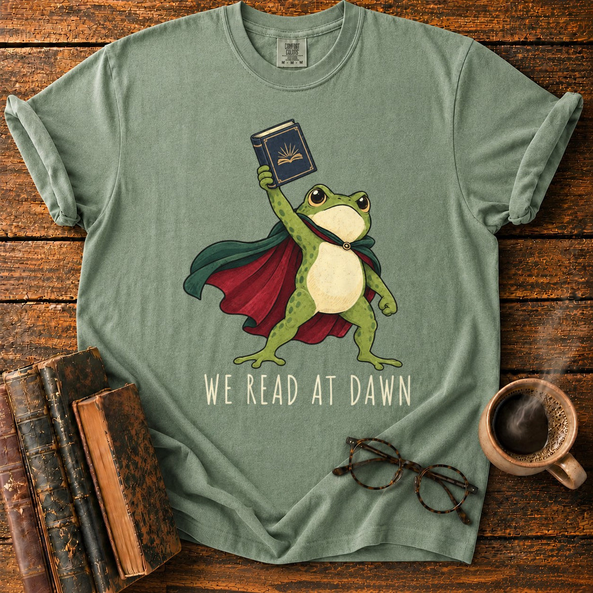 Frog Hero We Read At Dawn T-Shirt in Moss – BooksThreads