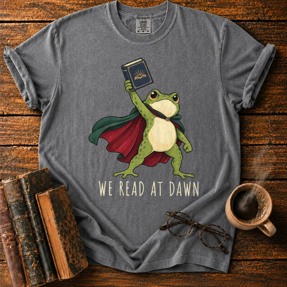 Frog Hero We Read At Dawn T-Shirt in Pepper – BooksThreads