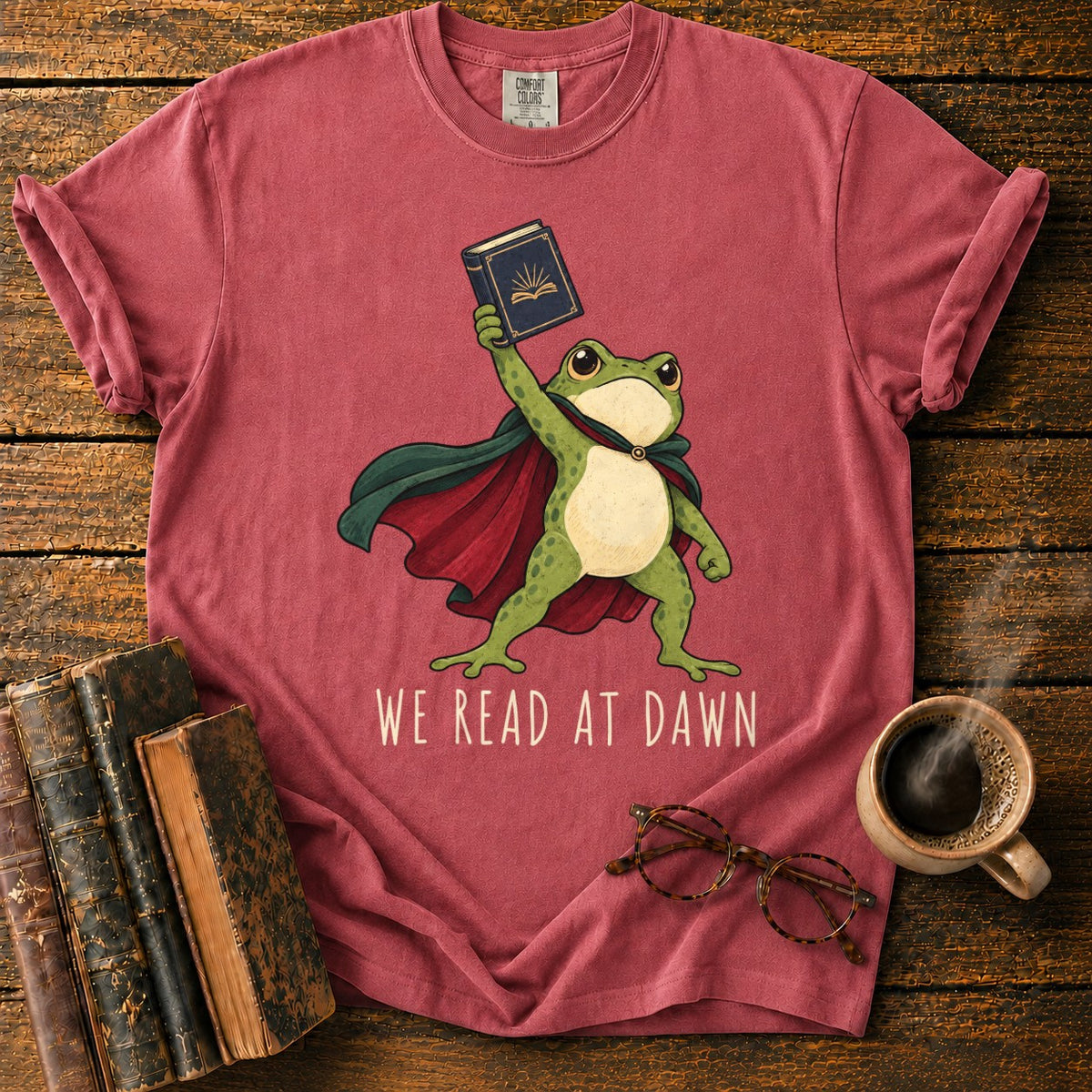 Frog Hero We Read At Dawn T-Shirt in Watermelon – BooksThreads