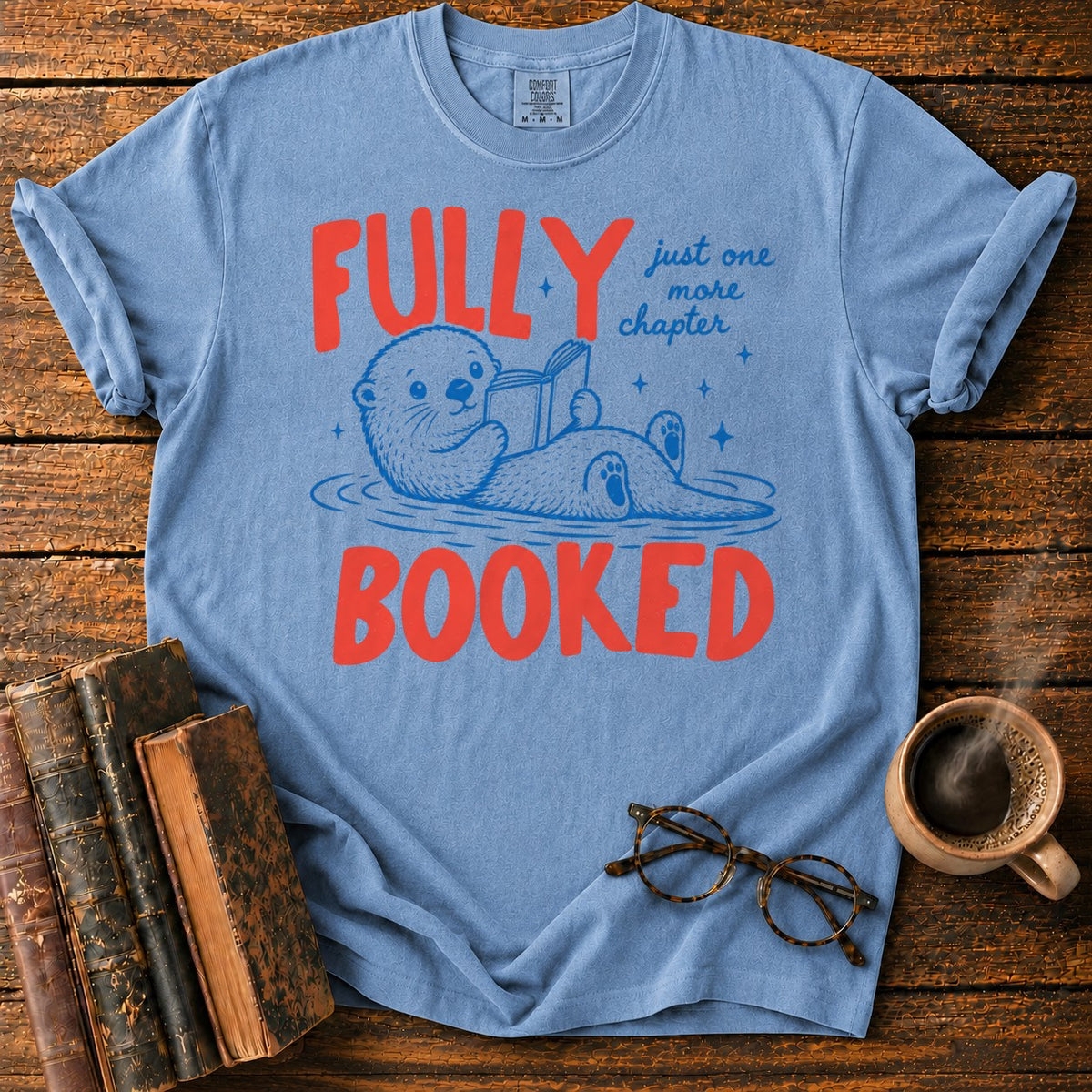 Fully Booked Otter Reading T-Shirt in Blue Jean – BooksThreads
