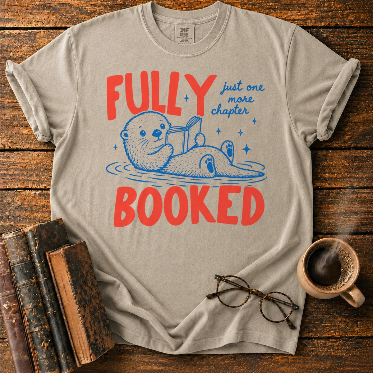 Fully Booked Otter Reading T-Shirt in Khaki – BooksThreads
