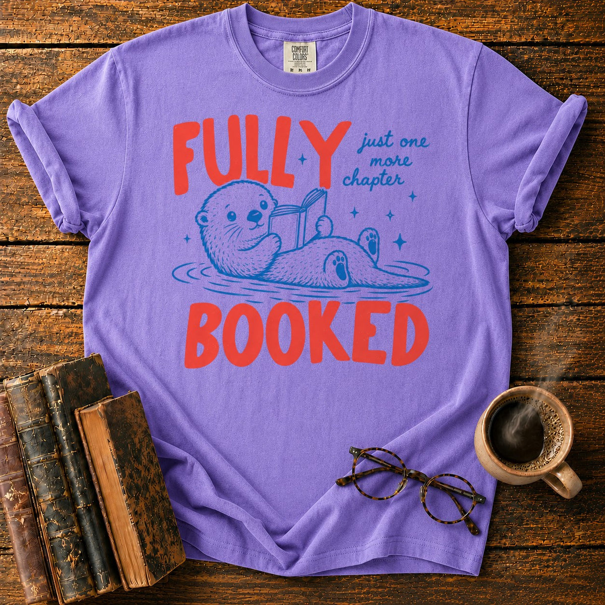Fully Booked Otter Reading T-Shirt in Violet – BooksThreads