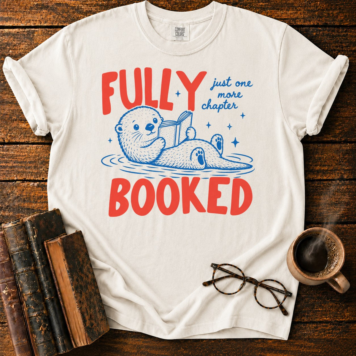 Fully Booked Otter Reading T-Shirt in White – BooksThreads