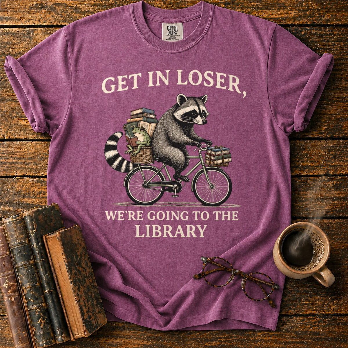 Get In, Loser Library Adventure T-Shirt in Berry – BooksThreads