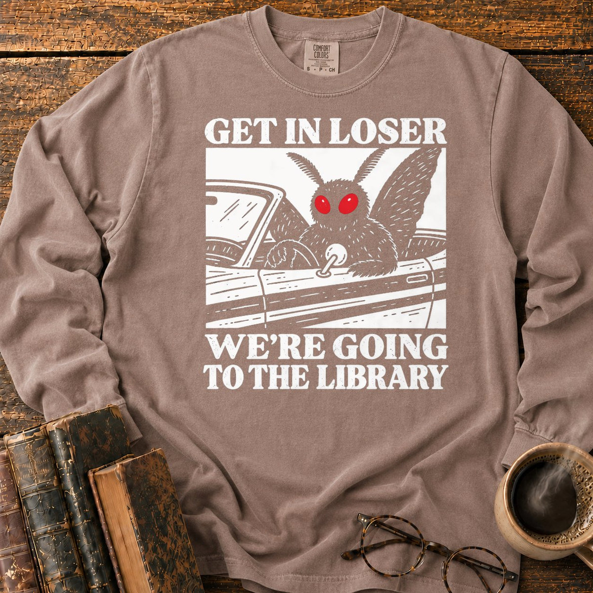 Get In Loser Mothman Library LS T-Shirt in Espresso – BooksThreads
