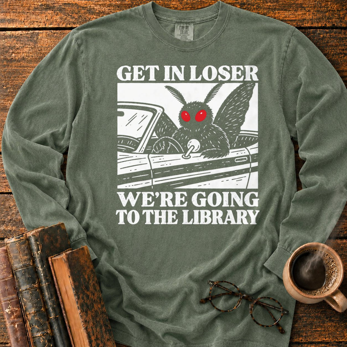 Get In Loser Mothman Library LS T-Shirt in Hemp – BooksThreads