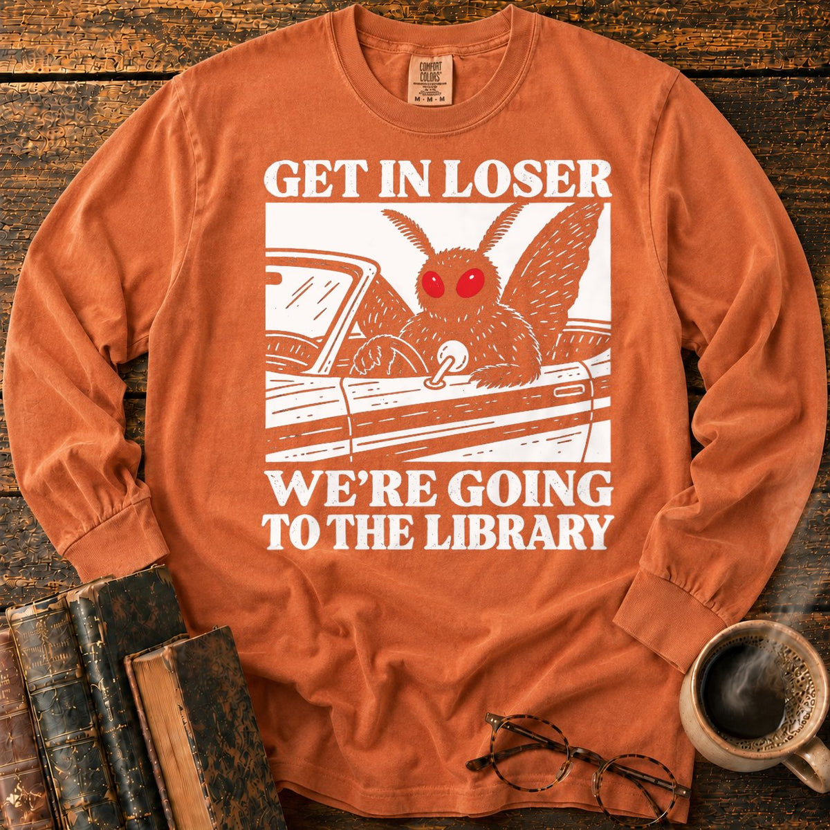 Get In Loser Mothman Library LS T-Shirt in Yam – BooksThreads
