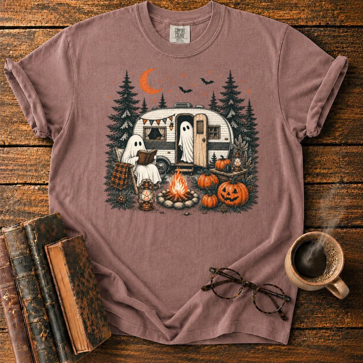 Ghost Camping Halloween T-Shirt in Espresso – BooksThreads