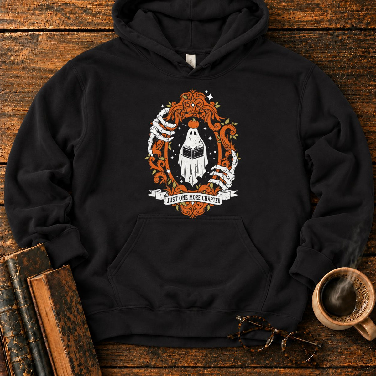 Ghost Reading In A Baroque Frame Hoodie in Black – BooksThreads