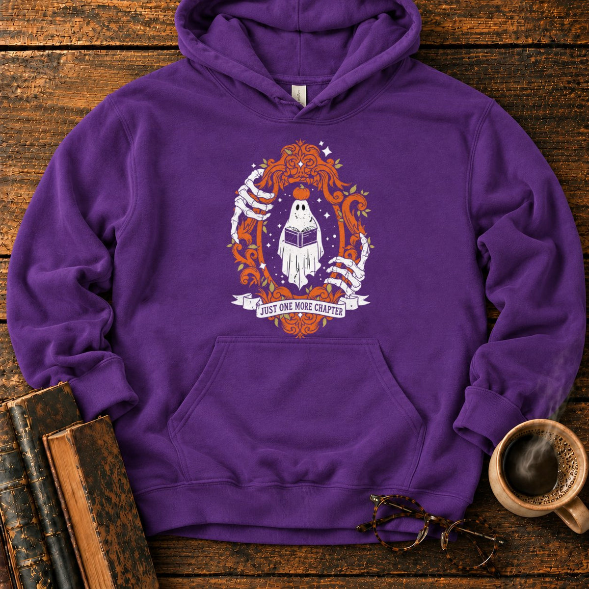 Ghost Reading In A Baroque Frame Hoodie in Purple – BooksThreads
