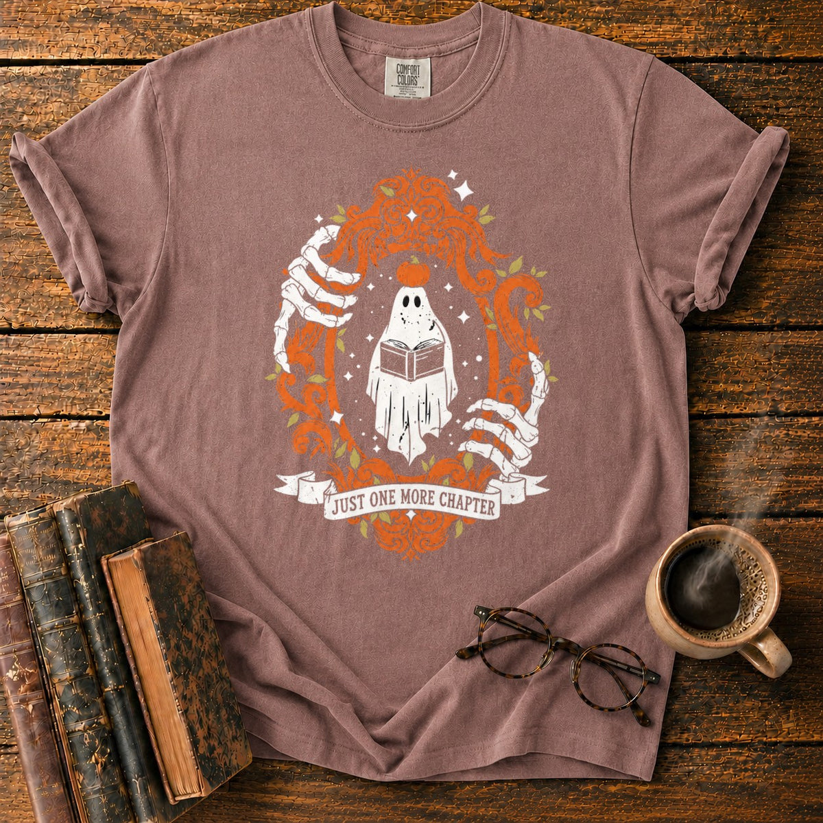 Ghost Reading In A Baroque Frame T-Shirt in Espresso – BooksThreads