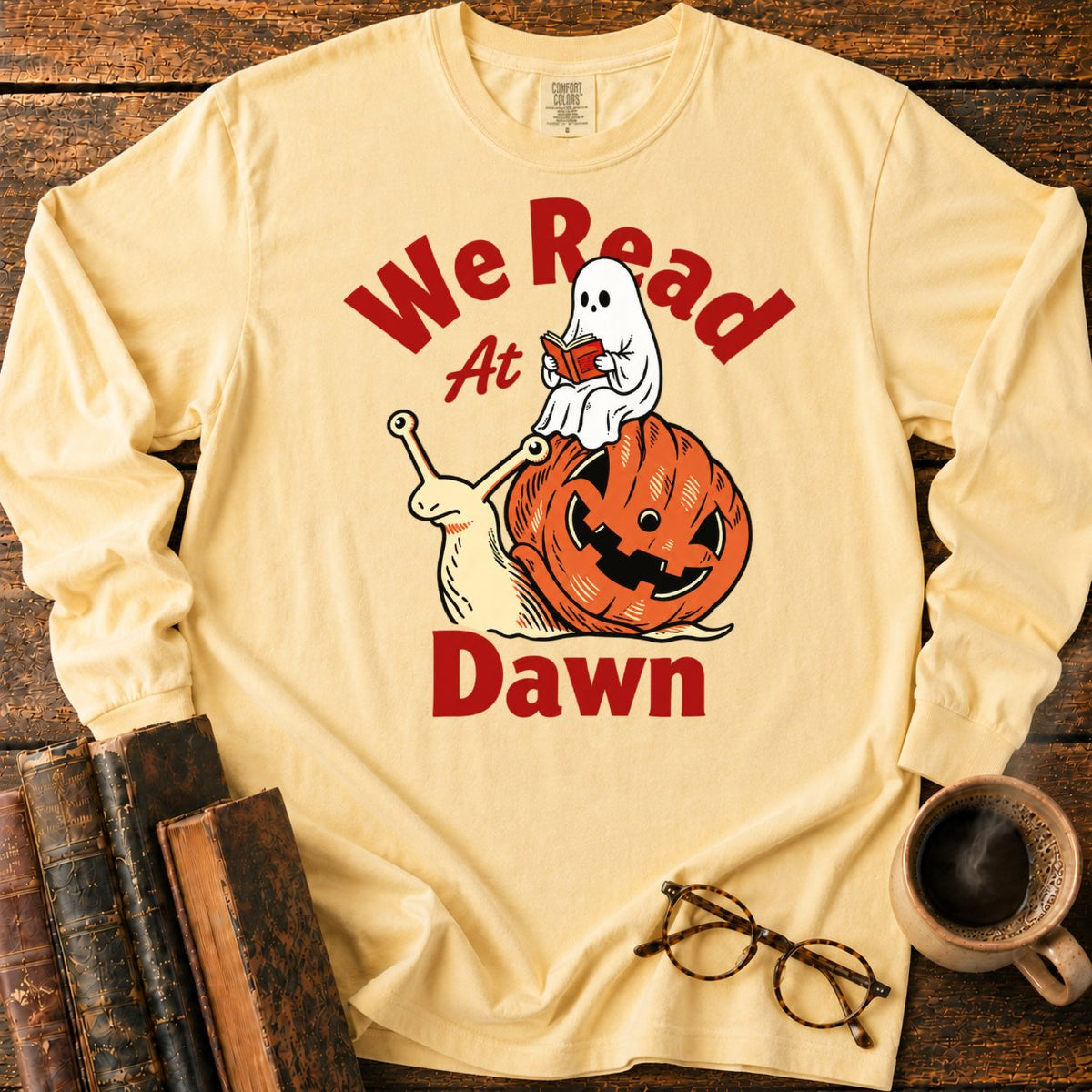 Ghost Reading On Pumpkin Snail LS T-Shirt in Butter – BooksThreads