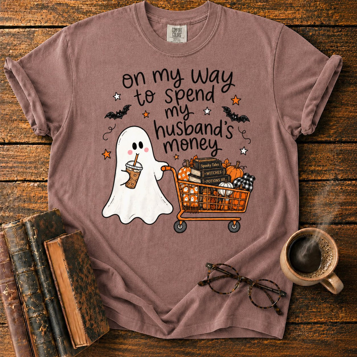 Ghost’s Halloween Shopping Spree T-Shirt in Espresso – BooksThreads