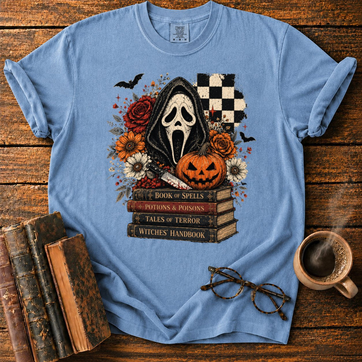 Ghostface Halloween Still Life T-Shirt in Blue Jean – BooksThreads