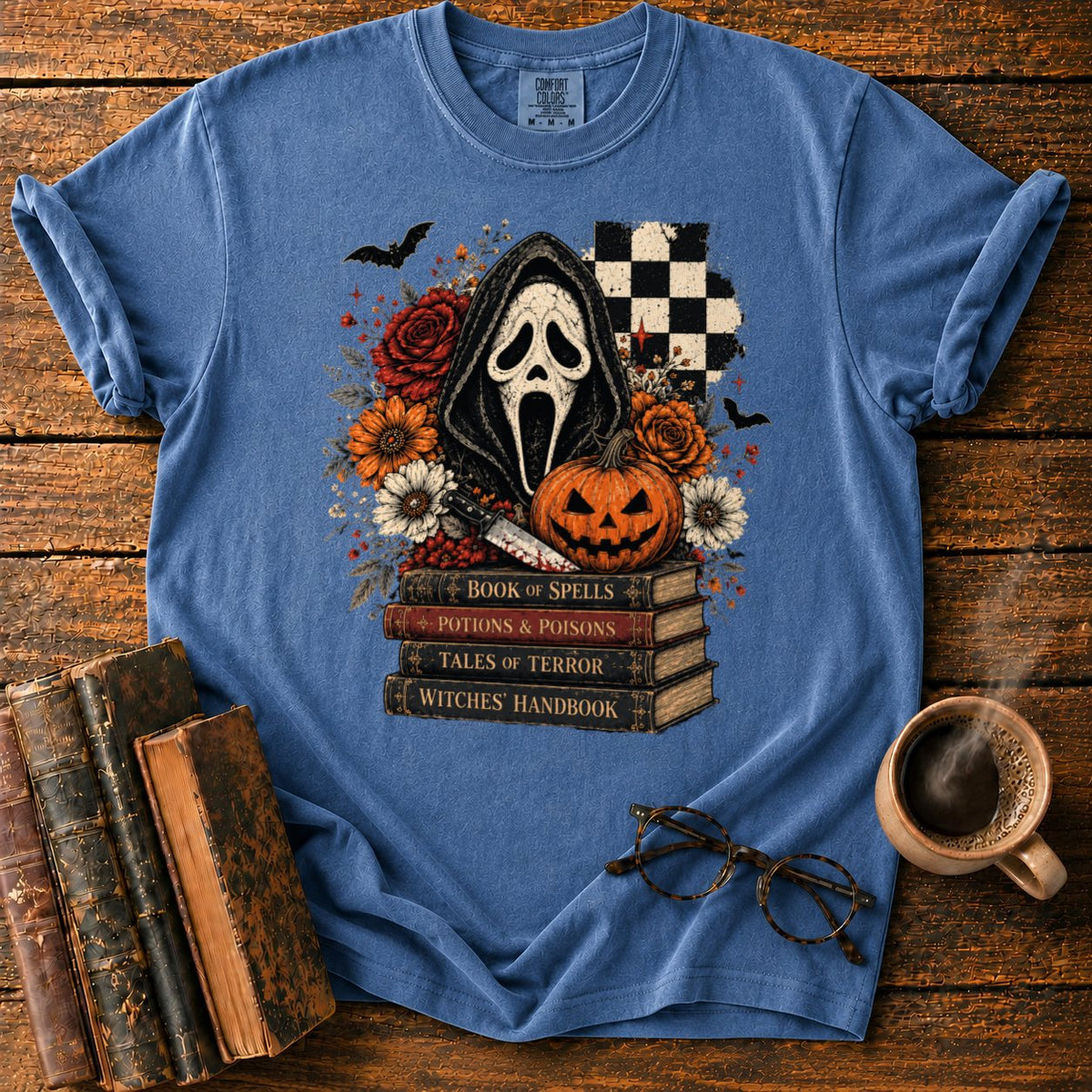 Ghostface Halloween Still Life T-Shirt in Denim – BooksThreads